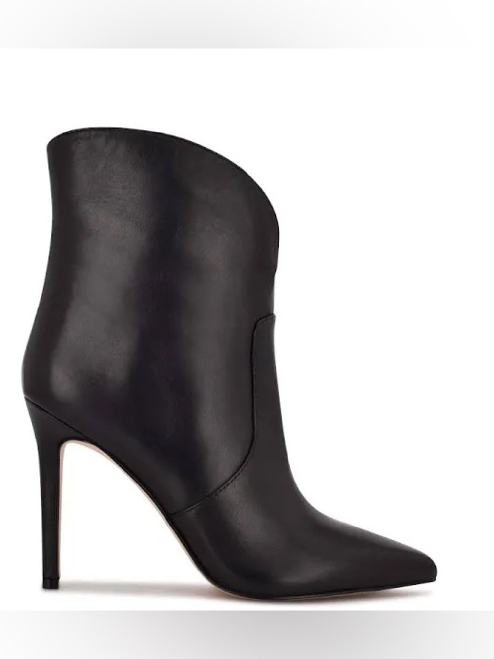 Nine West Black Leather Pointed-Toe Stiletto Ankle Boot